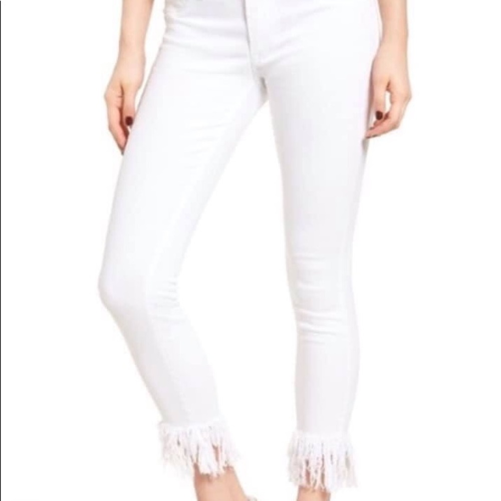 Blank NYC white fringe jeans